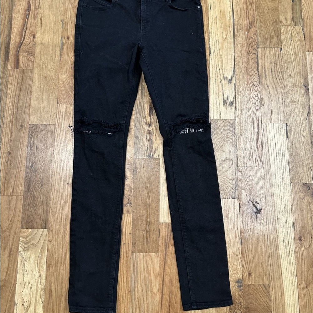 RtA Black Distressed Skinny Jeans